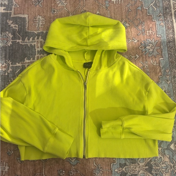 Urban Outfitters Jackets & Blazers - Urban Outfitters Lime Green Ribbed Zip-Up